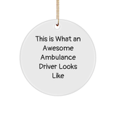 Funny Ambulance Driver Gifts from Men, Ambulance Driver Circle Ornaments, This Is What Awesome Looks Like, Christmas Unique Gifts for Ambulance Driver Friends and Family - Image 1